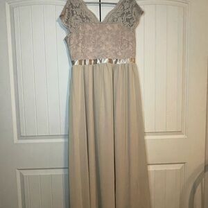 Champagne tan colored long dress